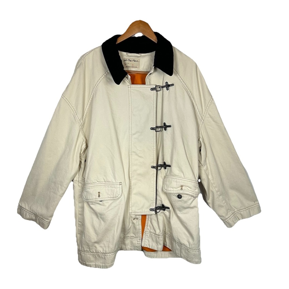 We The Free Khaki Barn Coat Fireman Hook Jacket Corduroy Collar Size XL